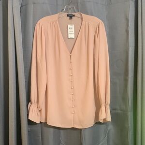 Alfani Pink Buttoned Blouse with Long Sleeves